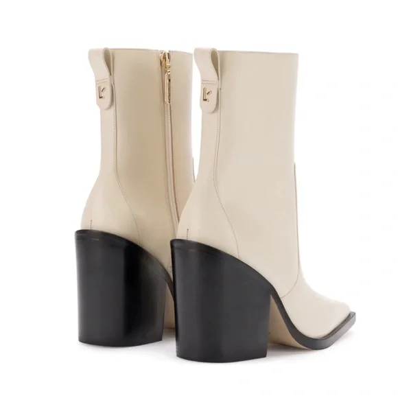 Larroude Cream Heeled Boots - Picture 4 of 6